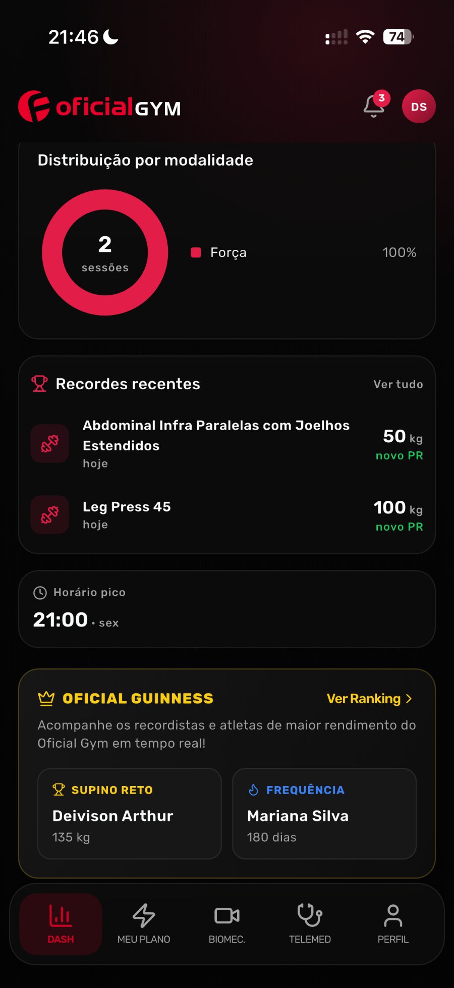 Tela do app Oficial Saúde