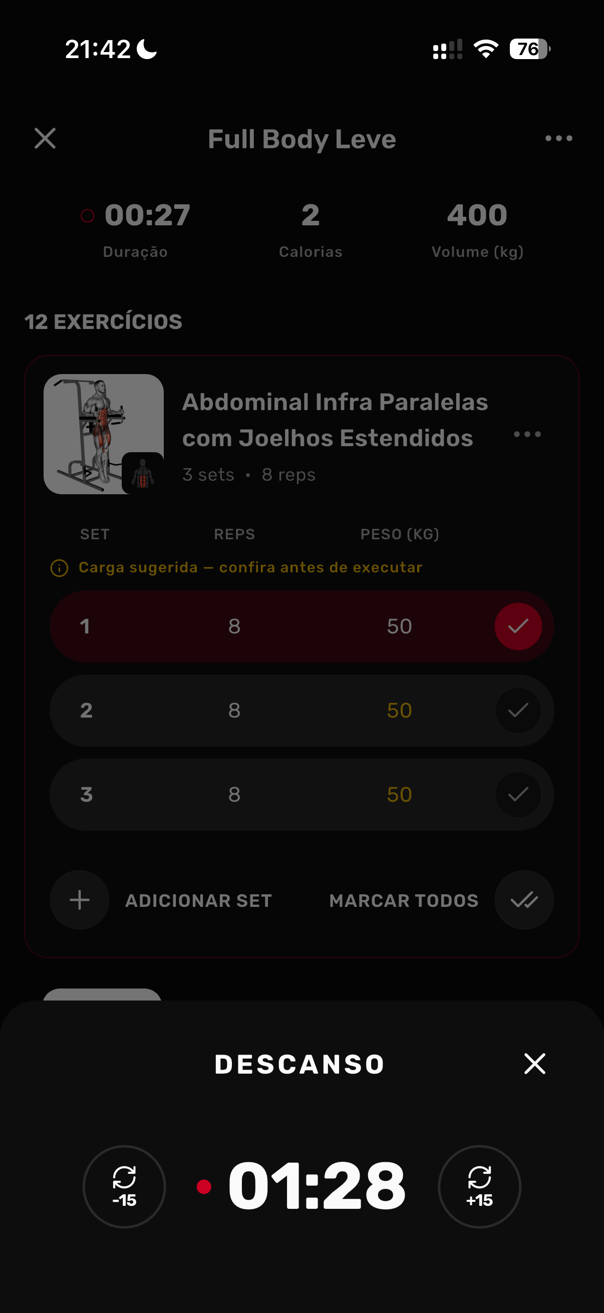 Tela do módulo GYM, etapa 7