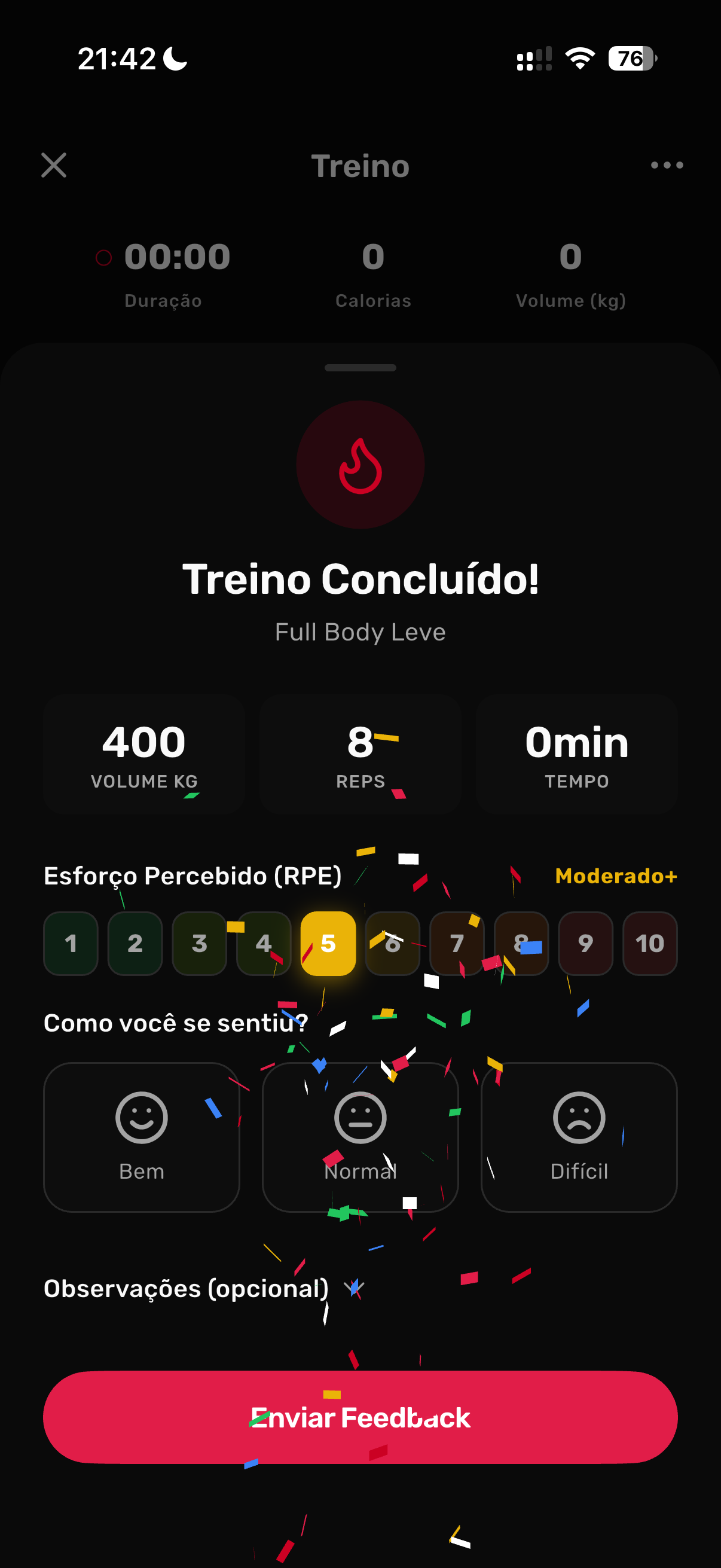 Tela do módulo GYM, etapa 8