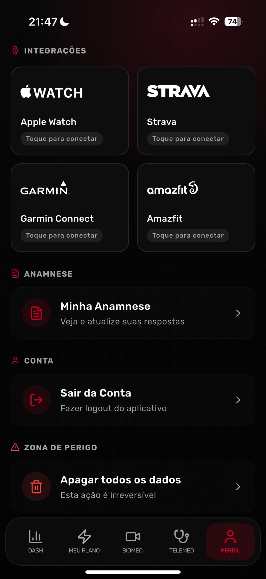 Tela do app Oficial Saúde